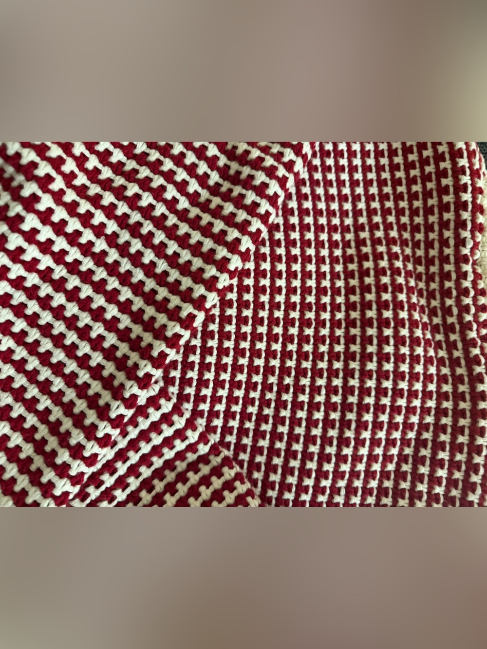 Madewell Crewneck Houndstooth Knit Sweater in Red and Cream - Picture 5 of 10